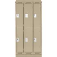 Clean Line Lockers, 2 -tier, Bank of 3, 36" x 18" x 82", Steel, Beige, Rivet (Assembled) Dufferin Supply