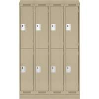Clean Line Lockers, 2 -tier, Bank of 4, 48" x 18" x 82", Steel, Beige, Rivet (Assembled) Dufferin Supply