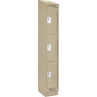 Clean Line Lockers, 3 -tier, 12" x 18" x 82", Steel, Beige, Rivet (Assembled) Dufferin Supply