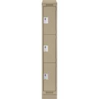 Clean Line Lockers, 3 -tier, 12" x 18" x 82", Steel, Beige, Rivet (Assembled) Dufferin Supply