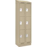 Clean Line Lockers, 3 -tier, Bank of 2, 24" x 18" x 82", Steel, Beige, Rivet (Assembled) Dufferin Supply