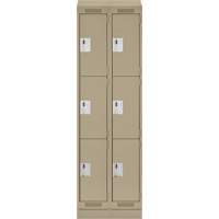 Clean Line Lockers, 3 -tier, Bank of 2, 24" x 18" x 82", Steel, Beige, Rivet (Assembled) Dufferin Supply