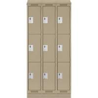 Clean Line Lockers, 3 -tier, Bank of 3, 36" x 18" x 82", Steel, Beige, Rivet (Assembled) Dufferin Supply