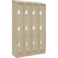 Clean Line Lockers, 3 -tier, Bank of 4, 48" x 18" x 82", Steel, Beige, Rivet (Assembled) Dufferin Supply