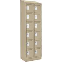 Clean Line Lockerette , 6 -tier, Bank of 2, 24" x 18" x 82", Steel, Beige, Rivet (Assembled) Dufferin Supply