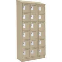 Clean Line Lockerette , 6 -tier, Bank of 3, 36" x 18" x 82", Steel, Beige, Rivet (Assembled) Dufferin Supply