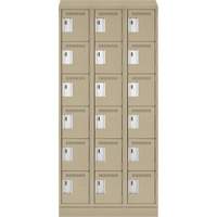 Clean Line Lockerette , 6 -tier, Bank of 3, 36" x 18" x 82", Steel, Beige, Rivet (Assembled) Dufferin Supply