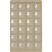 Clean Line Lockerette , 6 -tier, Bank of 4, 48" x 18" x 82", Steel, Beige, Rivet (Assembled) Dufferin Supply