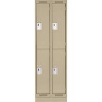 Clean Line Lockers, 2 -tier, Bank of 2, 24" x 18" x 76", Steel, Beige, Rivet (Assembled) Dufferin Supply