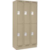 Clean Line Lockers, 2 -tier, Bank of 3, 36" x 18" x 76", Steel, Beige, Rivet (Assembled) Dufferin Supply