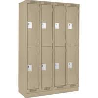 Clean Line Lockers, 2 -tier, Bank of 4, 48" x 18" x 76", Steel, Beige, Rivet (Assembled) Dufferin Supply