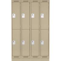 Clean Line Lockers, 2 -tier, Bank of 4, 48" x 18" x 76", Steel, Beige, Rivet (Assembled) Dufferin Supply