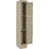 Clean Line Lockers, 3 -tier, Bank of 4, 48" x 18" x 76", Steel, Beige, Rivet (Assembled) Dufferin Supply