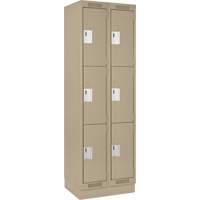 Clean Line Lockers, 3 -tier, Bank of 2, 24" x 18" x 76", Steel, Beige, Rivet (Assembled) Dufferin Supply