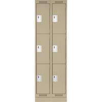 Clean Line Lockers, 3 -tier, Bank of 2, 24" x 18" x 76", Steel, Beige, Rivet (Assembled) Dufferin Supply