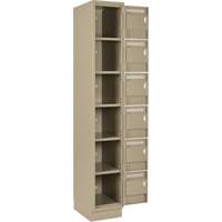 Clean Line Lockerette, 6 -tier, Bank of 4, 48" x 18" x 76", Steel, Beige, Rivet (Assembled) Dufferin Supply