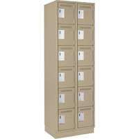 Clean Line Lockerette, 6 -tier, Bank of 2, 24" x 18" x 76", Steel, Beige, Rivet (Assembled) Dufferin Supply
