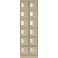 Clean Line Lockerette, 6 -tier, Bank of 2, 24" x 18" x 76", Steel, Beige, Rivet (Assembled) Dufferin Supply
