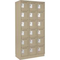 Clean Line Lockerette, 6 -tier, Bank of 3, 36" x 18" x 76", Steel, Beige, Rivet (Assembled) Dufferin Supply
