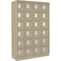 Clean Line Lockerette, 6 -tier, Bank of 4, 48" x 18" x 76", Steel, Beige, Rivet (Assembled) Dufferin Supply