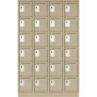 Clean Line Lockerette, 6 -tier, Bank of 4, 48" x 18" x 76", Steel, Beige, Rivet (Assembled) Dufferin Supply