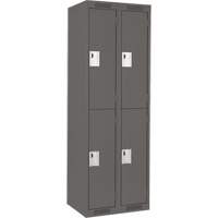Clean Line Lockers, 2 -tier, Bank of 2, 24" x 18" x 72", Steel, Charcoal, Rivet (Assembled) Dufferin Supply