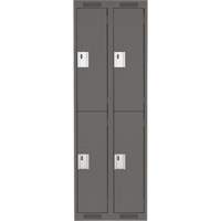 Clean Line Lockers, 2 -tier, Bank of 2, 24" x 18" x 72", Steel, Charcoal, Rivet (Assembled) Dufferin Supply