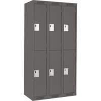 Clean Line Lockers, 2 -tier, Bank of 3, 36" x 18" x 72", Steel, Charcoal, Rivet (Assembled) Dufferin Supply