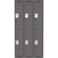 Clean Line Lockers, 2 -tier, Bank of 3, 36" x 18" x 72", Steel, Charcoal, Rivet (Assembled) Dufferin Supply