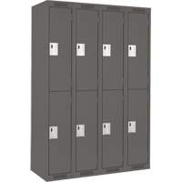Clean Line Lockers, 2 -tier, Bank of 4, 48" x 18" x 72", Steel, Charcoal, Rivet (Assembled) Dufferin Supply