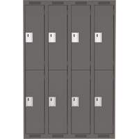 Clean Line Lockers, 2 -tier, Bank of 4, 48" x 18" x 72", Steel, Charcoal, Rivet (Assembled) Dufferin Supply