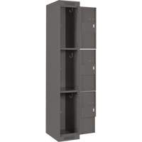 Clean Line Lockers, 3 -tier, Bank of 4, 48" x 18" x 72", Steel, Charcoal, Rivet (Assembled) Dufferin Supply