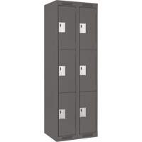 Clean Line Lockers, 3 -tier, Bank of 2, 24" x 18" x 72", Steel, Charcoal, Rivet (Assembled) Dufferin Supply