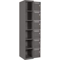 Clean Line Lockerette, 6 -tier, Bank of 4, 48" x 18" x 72", Steel, Charcoal, Rivet (Assembled) Dufferin Supply
