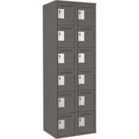 Clean Line Lockerette, 6 -tier, Bank of 2, 24" x 18" x 72", Steel, Charcoal, Rivet (Assembled) Dufferin Supply