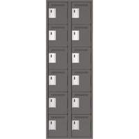 Clean Line Lockerette, 6 -tier, Bank of 2, 24" x 18" x 72", Steel, Charcoal, Rivet (Assembled) Dufferin Supply