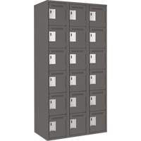 Clean Line Lockerette, 6 -tier, Bank of 3, 36" x 18" x 72", Steel, Charcoal, Rivet (Assembled) Dufferin Supply