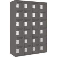 Clean Line Lockerette, 6 -tier, Bank of 4, 48" x 18" x 72", Steel, Charcoal, Rivet (Assembled) Dufferin Supply