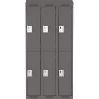 Clean Line Lockers, 2 -tier, Bank of 3, 36" x 18" x 78", Steel, Charcoal, Rivet (Assembled) Dufferin Supply