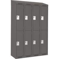 Clean Line Lockers, 2 -tier, Bank of 4, 48" x 18" x 78", Steel, Charcoal, Rivet (Assembled) Dufferin Supply
