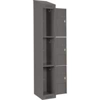 Clean Line Lockers, 3 -tier, Bank of 4, 48" x 18" x 78", Steel, Charcoal, Rivet (Assembled) Dufferin Supply