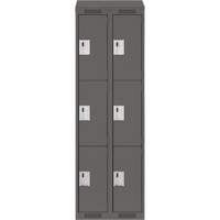 Clean Line Lockers, 3 -tier, Bank of 2, 24" x 18" x 78", Steel, Charcoal, Rivet (Assembled) Dufferin Supply