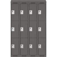 Clean Line Lockers, 3 -tier, Bank of 4, 48" x 18" x 78", Steel, Charcoal, Rivet (Assembled) Dufferin Supply