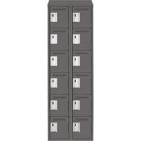 Clean Line Lockerette, 6 -tier, Bank of 2, 24" x 18" x 78", Steel, Charcoal, Rivet (Assembled) Dufferin Supply