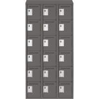 Clean Line Lockerette, 6 -tier, Bank of 3, 36" x 18" x 78", Steel, Charcoal, Rivet (Assembled) Dufferin Supply