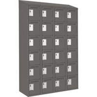 Clean Line Lockerette, 6 -tier, Bank of 4, 48" x 18" x 78", Steel, Charcoal, Rivet (Assembled) Dufferin Supply
