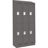 Clean Line Lockers, 2 -tier, Bank of 3, 36" x 18" x 82", Steel, Charcoal, Rivet (Assembled) Dufferin Supply