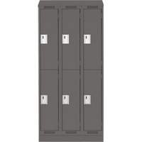 Clean Line Lockers, 2 -tier, Bank of 3, 36" x 18" x 82", Steel, Charcoal, Rivet (Assembled) Dufferin Supply