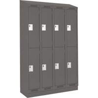 Clean Line Lockers, 2 -tier, Bank of 4, 48" x 18" x 82", Steel, Charcoal, Rivet (Assembled) Dufferin Supply