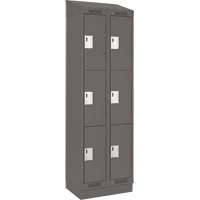 Clean Line Lockers, 3 -tier, Bank of 2, 24" x 18" x 82", Steel, Charcoal, Rivet (Assembled) Dufferin Supply